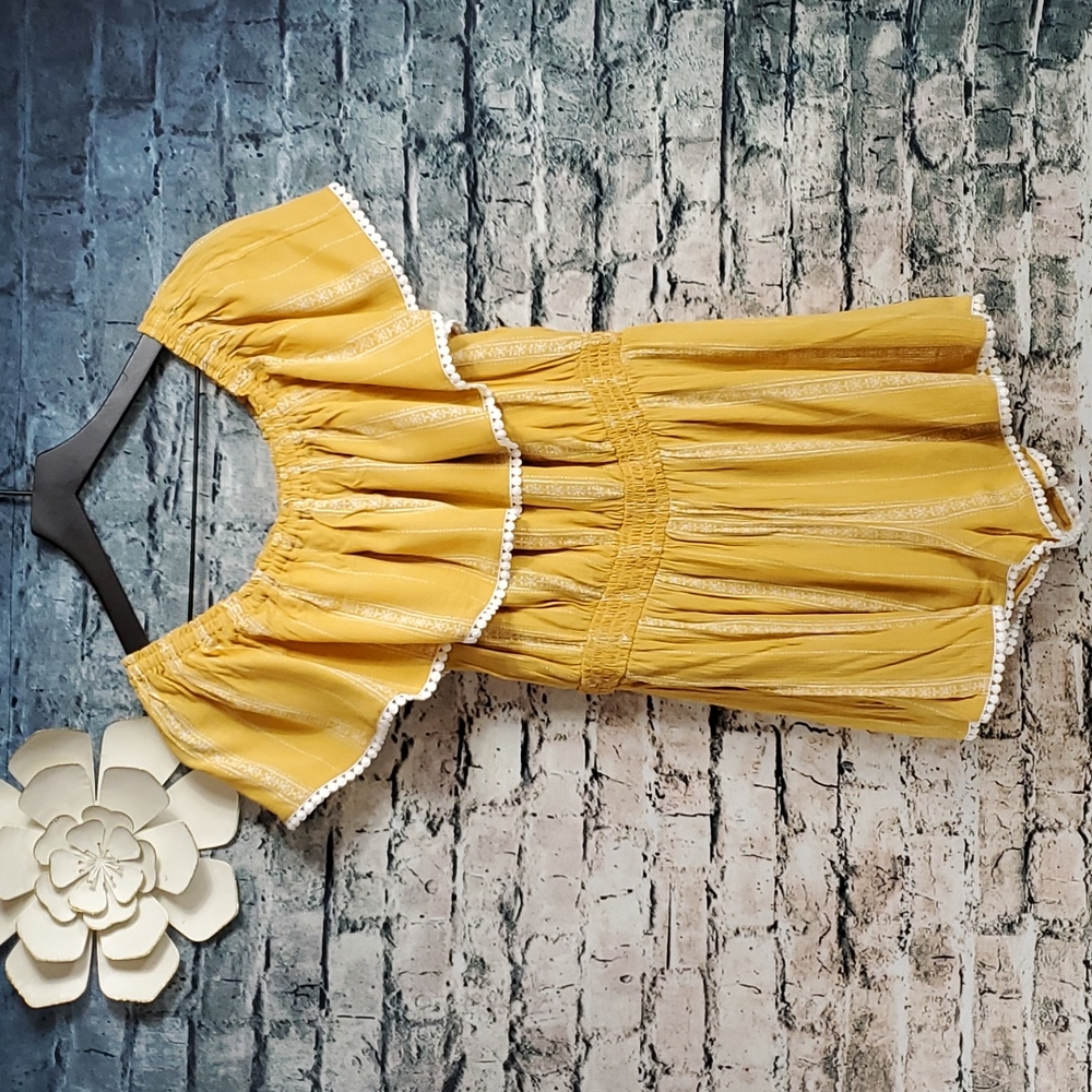 Lulu's | Gypsy Boho Prairiecore Striped Mustard Yellow Festival Romper